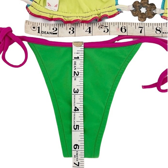 Rare Y2K Mar Acuba Colorful Triangle Bikini Set Fairycore Coquette S - Picture 10 of 14